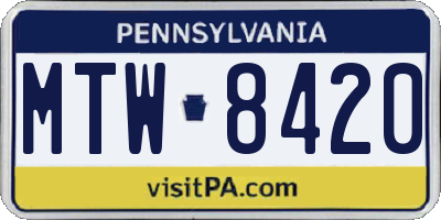 PA license plate MTW8420
