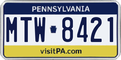 PA license plate MTW8421