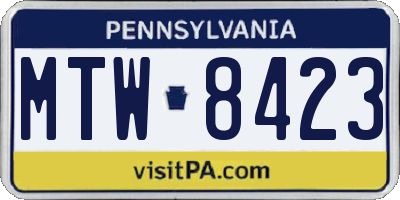 PA license plate MTW8423