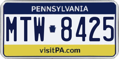 PA license plate MTW8425