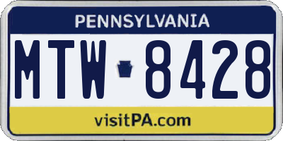 PA license plate MTW8428