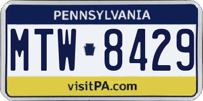 PA license plate MTW8429