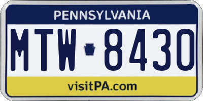 PA license plate MTW8430