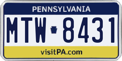 PA license plate MTW8431