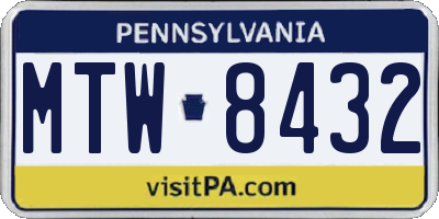 PA license plate MTW8432