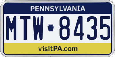 PA license plate MTW8435