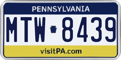PA license plate MTW8439