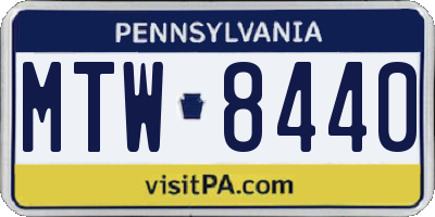PA license plate MTW8440