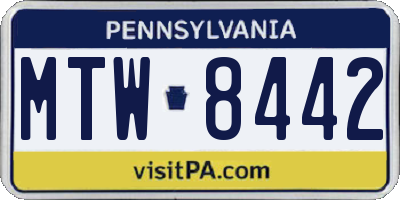 PA license plate MTW8442