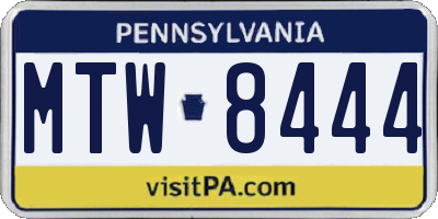PA license plate MTW8444