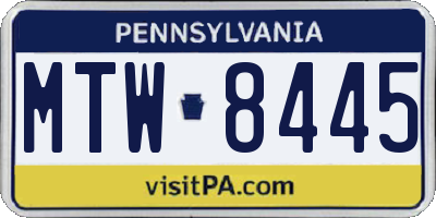 PA license plate MTW8445