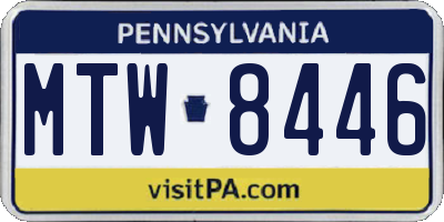 PA license plate MTW8446