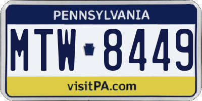 PA license plate MTW8449