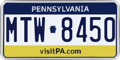 PA license plate MTW8450