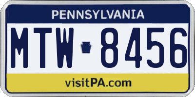 PA license plate MTW8456