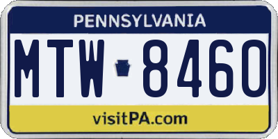 PA license plate MTW8460