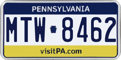 PA license plate MTW8462