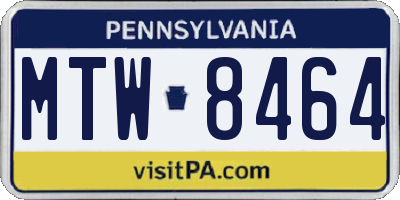 PA license plate MTW8464