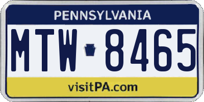 PA license plate MTW8465