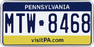 PA license plate MTW8468
