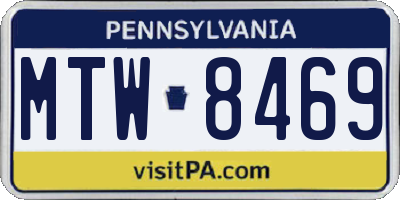 PA license plate MTW8469