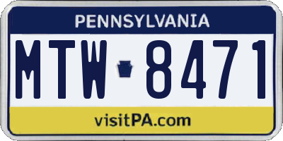 PA license plate MTW8471