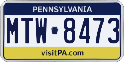 PA license plate MTW8473