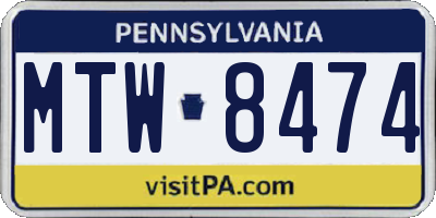 PA license plate MTW8474