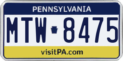PA license plate MTW8475