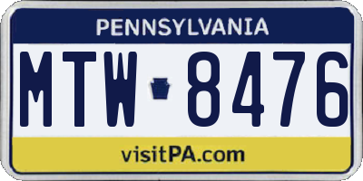 PA license plate MTW8476