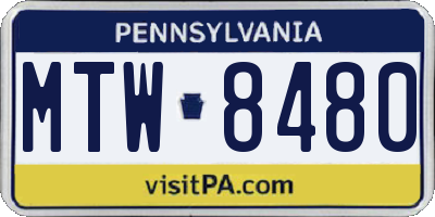 PA license plate MTW8480