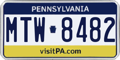 PA license plate MTW8482