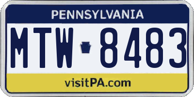 PA license plate MTW8483