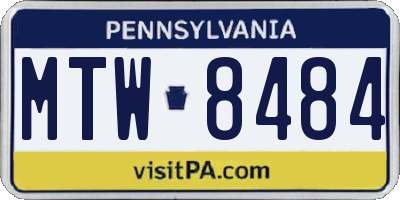 PA license plate MTW8484