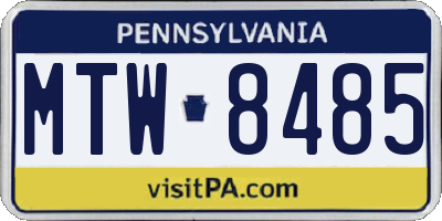 PA license plate MTW8485