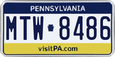 PA license plate MTW8486