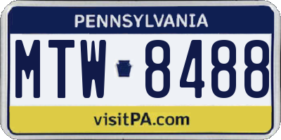 PA license plate MTW8488