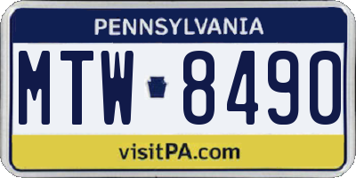 PA license plate MTW8490