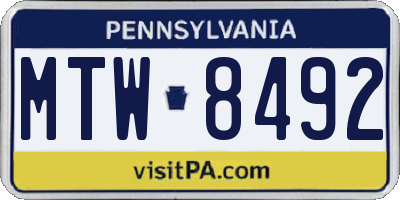 PA license plate MTW8492