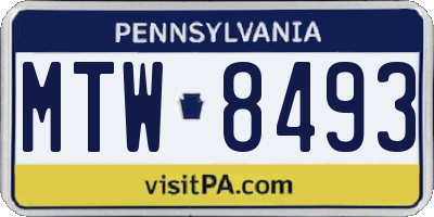 PA license plate MTW8493