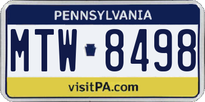 PA license plate MTW8498