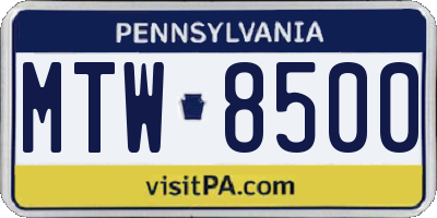 PA license plate MTW8500