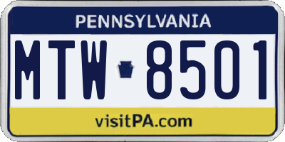 PA license plate MTW8501