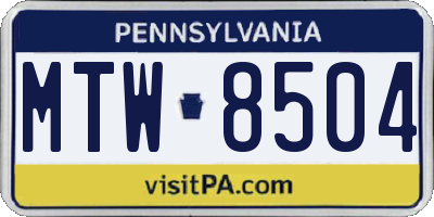 PA license plate MTW8504