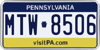 PA license plate MTW8506