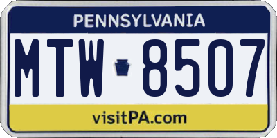 PA license plate MTW8507