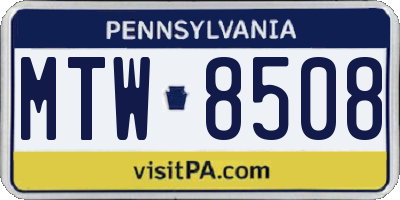 PA license plate MTW8508