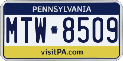 PA license plate MTW8509