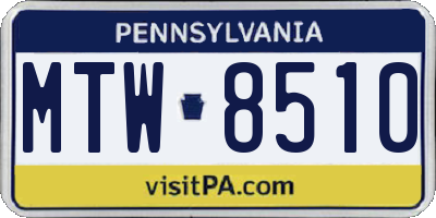 PA license plate MTW8510