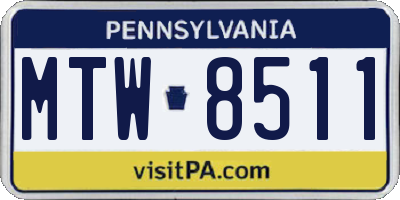 PA license plate MTW8511